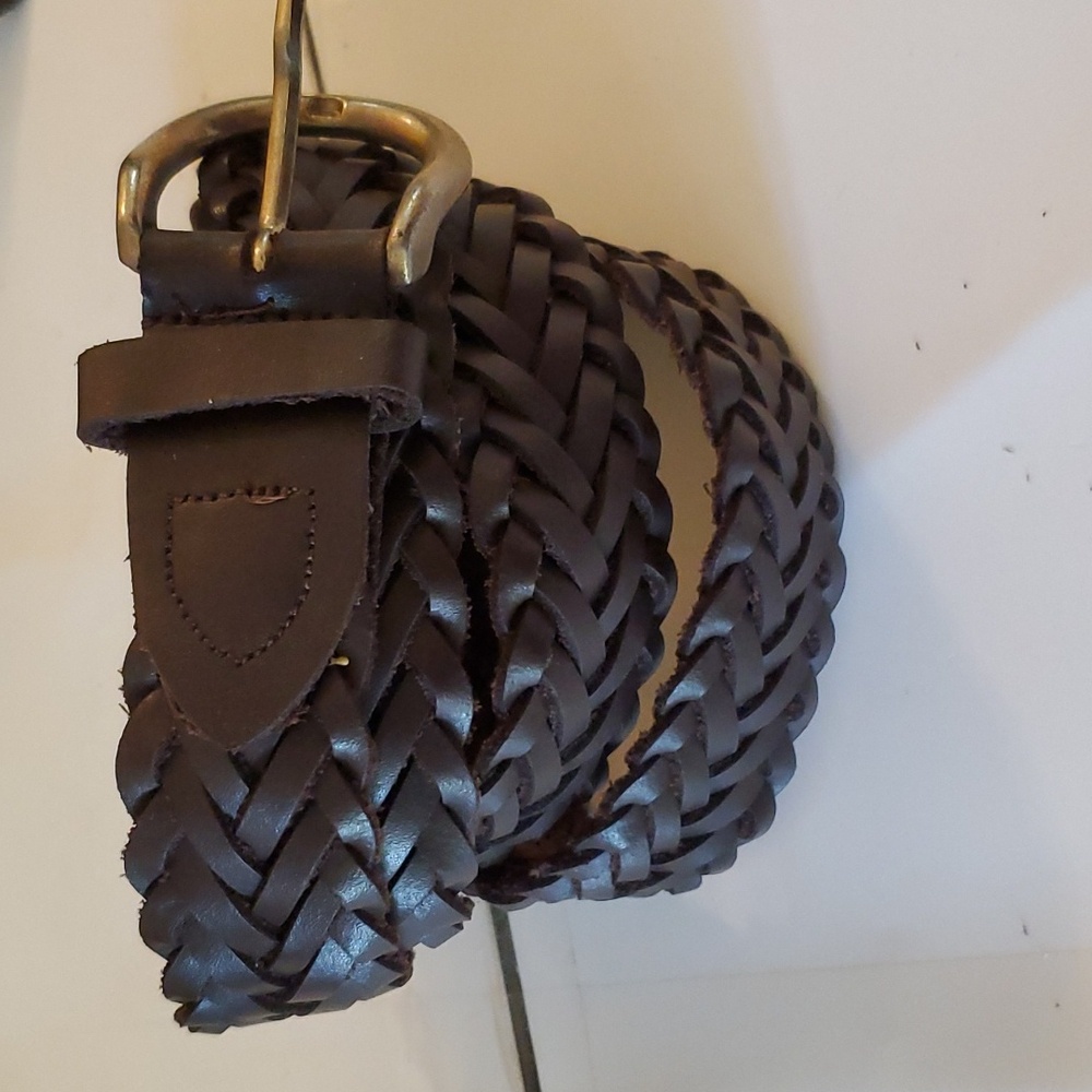 New genuine leather womens brown braided belt sizes S, M & XL
